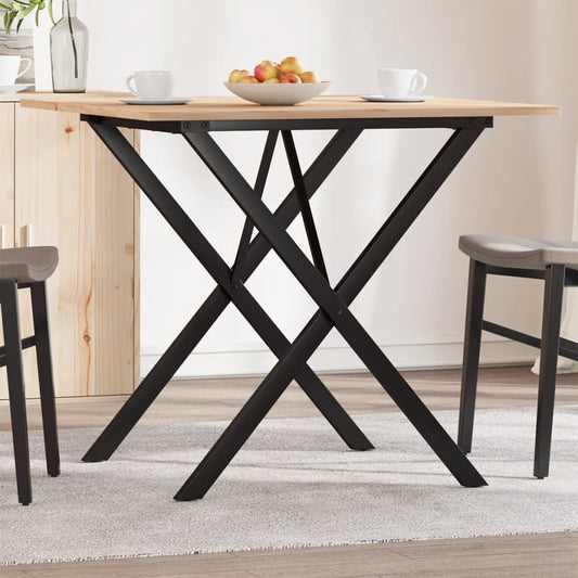 Esstisch X-Gestell 90x90x75cm Massivholz Kiefer und Stahl