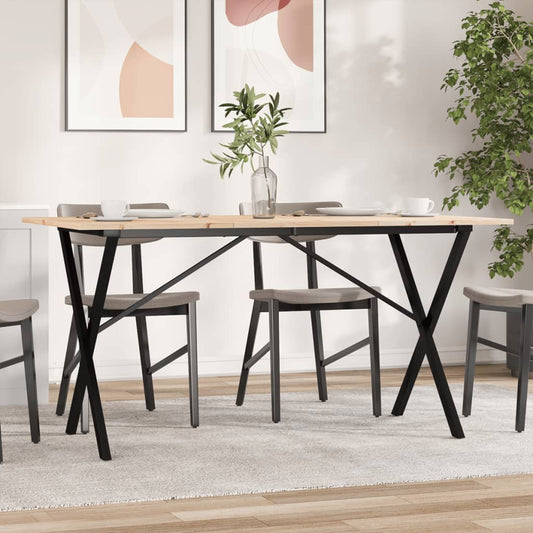 Esstisch X-Gestell 160x80x75 cm Massivholz Kiefer und Stahl