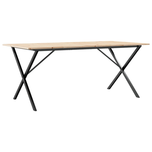 Esstisch X-Gestell 180x90x75 cm Massivholz Kiefer und Stahl