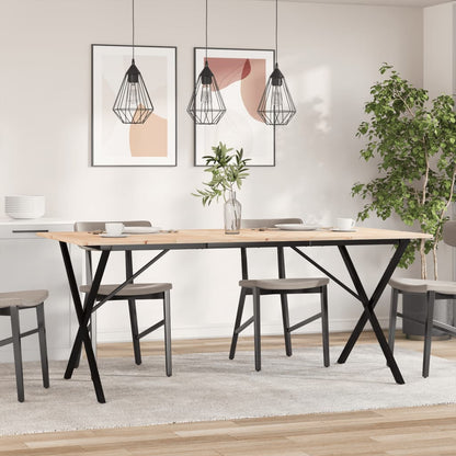 Esstisch X-Gestell 180x90x75 cm Massivholz Kiefer und Stahl