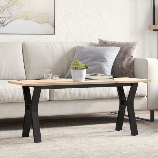 Couchtisch Y-Gestell 110x40x45 cm Massivholz Kiefer & Stahl