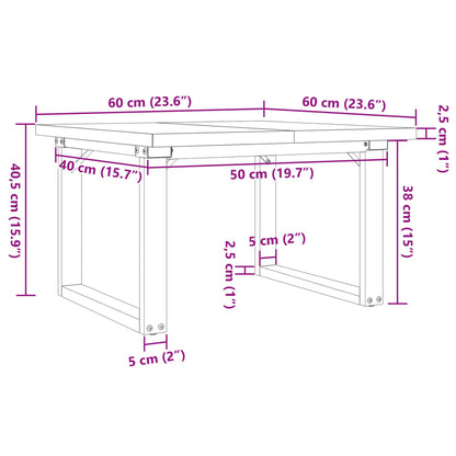 Couchtisch O-Gestell 60x60x40,5cm Massivholz Kiefer & Stahl