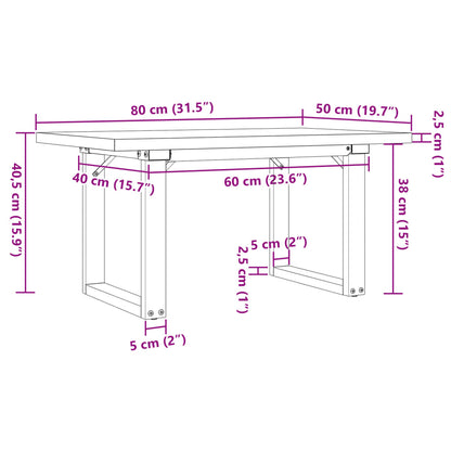 Couchtisch O-Gestell 80x50x40,5cm Massivholz Kiefer & Stahl
