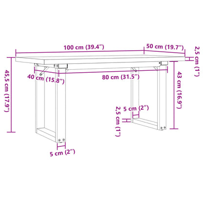 Couchtisch O-Gestell 100x50x45,5 cm Massivholz Kiefer Stahl