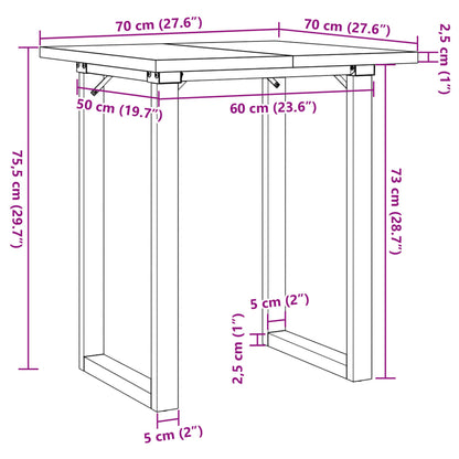 Esstisch O-Gestell 70x70x75,5 cm Massivholz Kiefer & Stahl