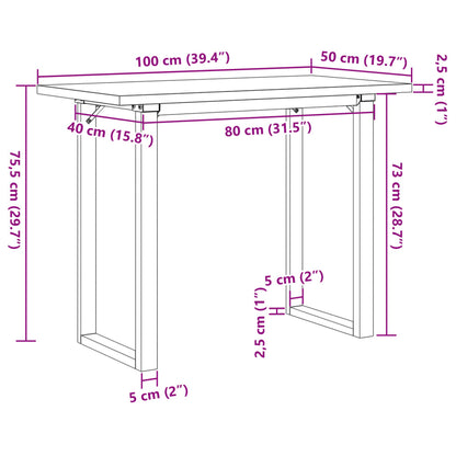 Esstisch O-Gestell 100x50x75,5 cm Massivholz Kiefer & Stahl
