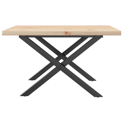 Couchtisch X-Gestell 60x60x40,5cm Massivholz Kiefer & Stahl