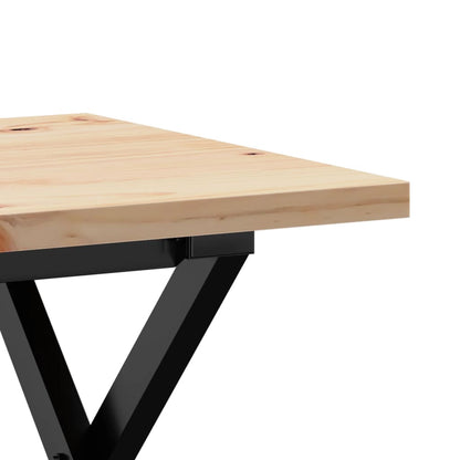 Couchtisch X-Gestell 80x50x40,5cm Massivholz Kiefer & Stahl