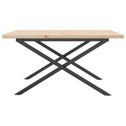 Couchtisch X-Gestell 80x80x45,5cm Massivholz Kiefer & Stahl