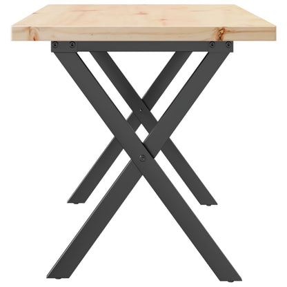 Couchtisch X-Gestell 90x40x45,5cm Massivholz Kiefer & Stahl