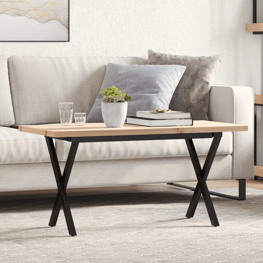 Couchtisch X-Gestell 100x50x45,5 cm Massivholz Kiefer Stahl