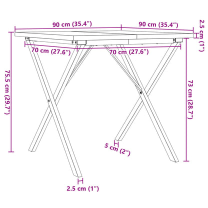 Esstisch X-Gestell 90x90x75,5 Massivholz Kiefer und Stahl
