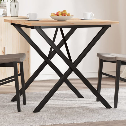 Esstisch X-Gestell 90x90x75,5 Massivholz Kiefer und Stahl