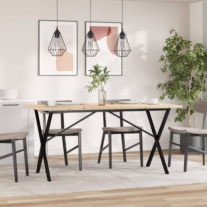 Esstisch X-Gestell 140x80x75,5 cm Massivholz Kiefer & Stahl