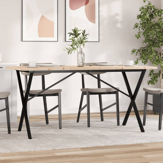 Esstisch X-Gestell 160x80x75,5 cm Massivholz Kiefer & Stahl