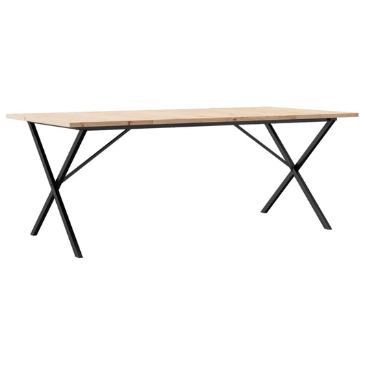 Esstisch X-Gestell 200x100x75,5cm Massivholz Kiefer & Stahl