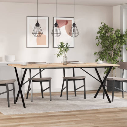 Esstisch X-Gestell 200x100x75,5cm Massivholz Kiefer & Stahl