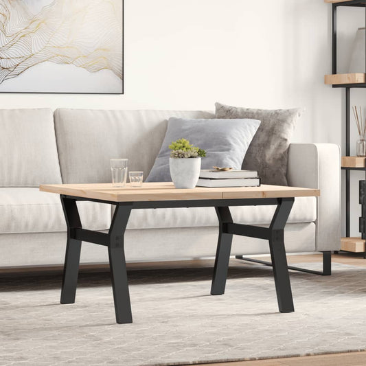 Couchtisch Y-Gestell 80x80x45,5cm Massivholz Kiefer & Stahl