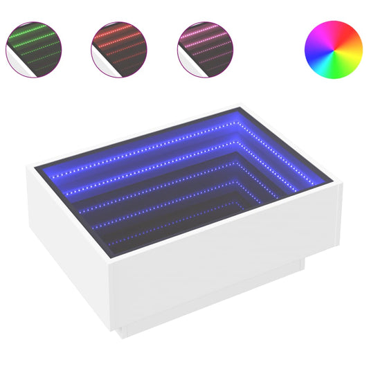 LED sofabord hvidt 70x50x30 cm træmateriale