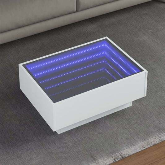 LED sofabord hvidt 70x50x30 cm træmateriale