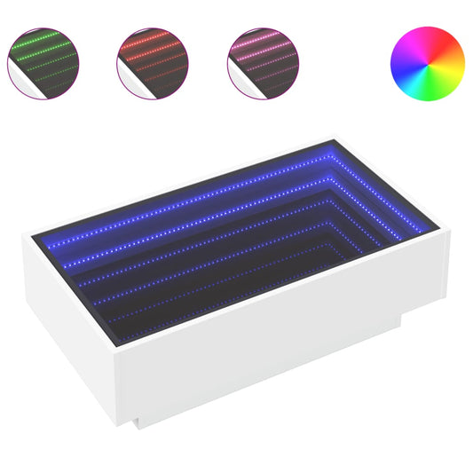 LED sofabord hvidt 90x50x30 cm træmateriale