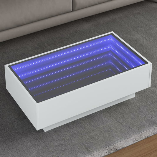 LED sofabord hvidt 90x50x30 cm træmateriale