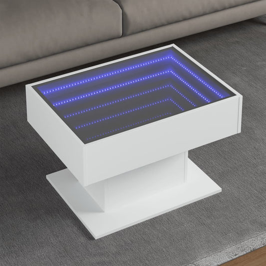 LED sofabord hvidt 70x50x45 cm træmateriale