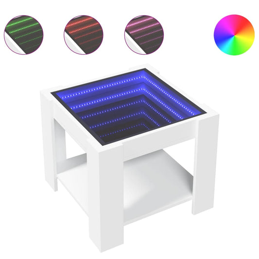 LED sofabord hvidt 53x53x45 cm træmateriale