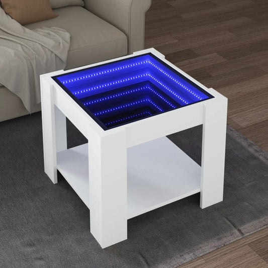 LED sofabord hvidt 53x53x45 cm træmateriale