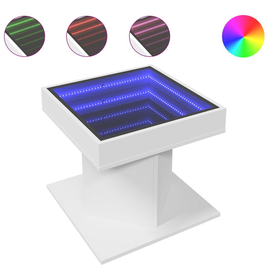LED sofabord hvidt 50x50x45 cm træmateriale