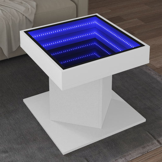 LED sofabord hvidt 50x50x45 cm træmateriale
