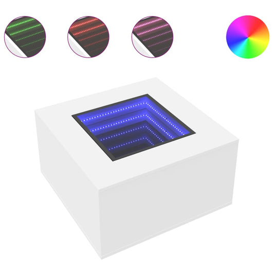 LED sofabord hvidt 60x60x40 cm træmateriale