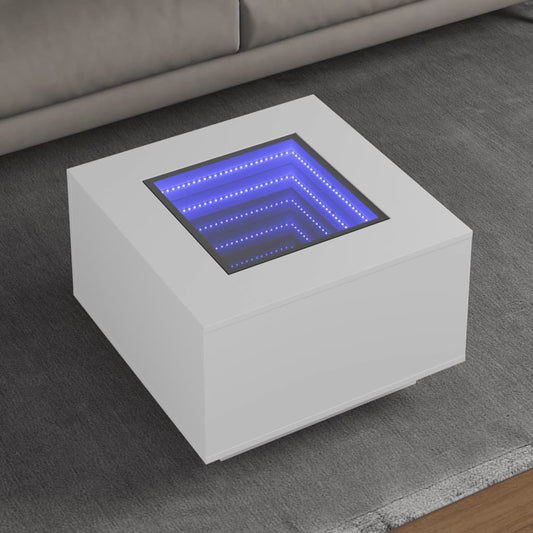 LED sofabord hvidt 60x60x40 cm træmateriale