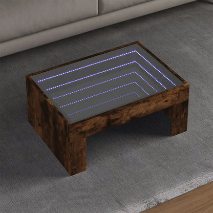 Couchtisch mit Infinity-LED Räuchereiche 70x50x30 cm