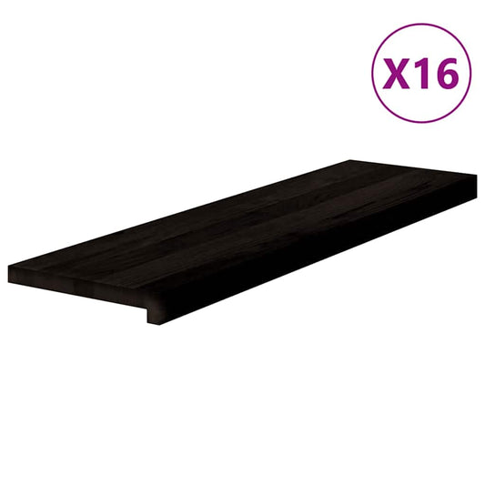 Treppenstufen 16 Stk. Dunkelbraun 90x30x2 cm Massivholz Eiche