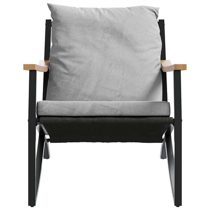 3-tlg. Balkonmöbel-Set mit Kissen Schwarz Stahl