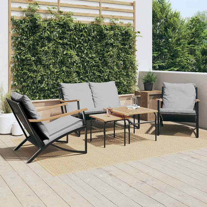 5-tlg. Balkonmöbel-Set mit Kissen Schwarz Stahl