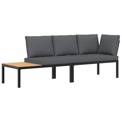 2-tlg. Garten-Sofagarnitur mit Kissen Schwarz Aluminium