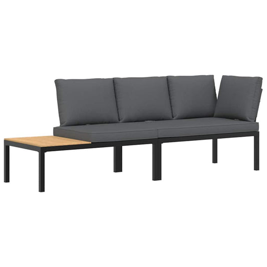 2-tlg. Garten-Sofagarnitur mit Kissen Schwarz Aluminium