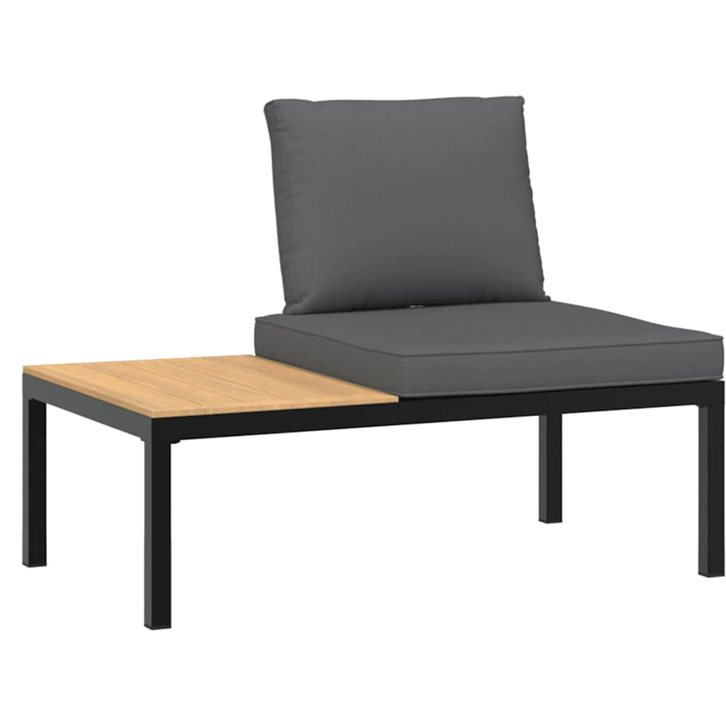 5-tlg. Garten-Sofagarnitur mit Kissen Schwarz Aluminium
