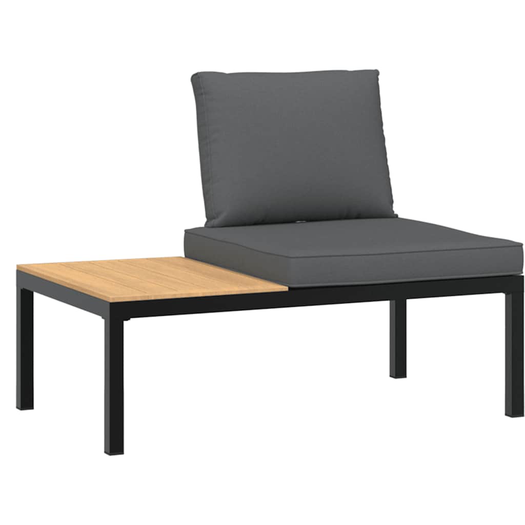 3-tlg. Garten-Sofagarnitur mit Kissen Schwarz Aluminium