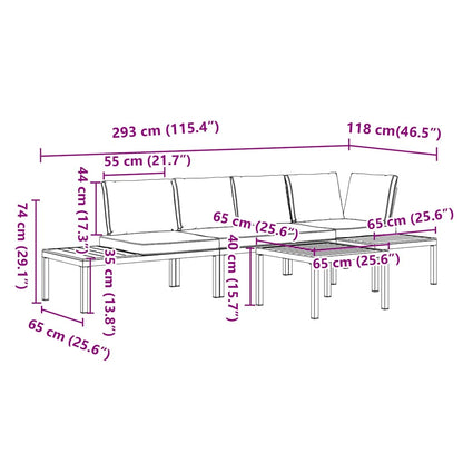 4-tlg. Garten-Sofagarnitur mit Kissen Schwarz Aluminium
