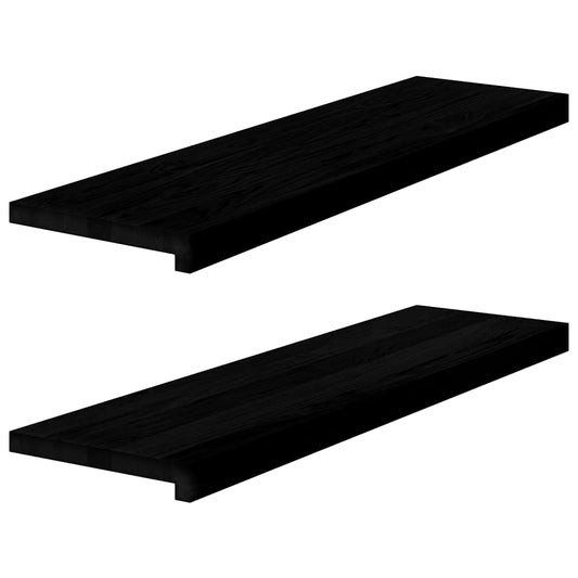 Treppenstufen 2 Stk. Dunkelbraun 90x25x2 cm Massivholz Eiche