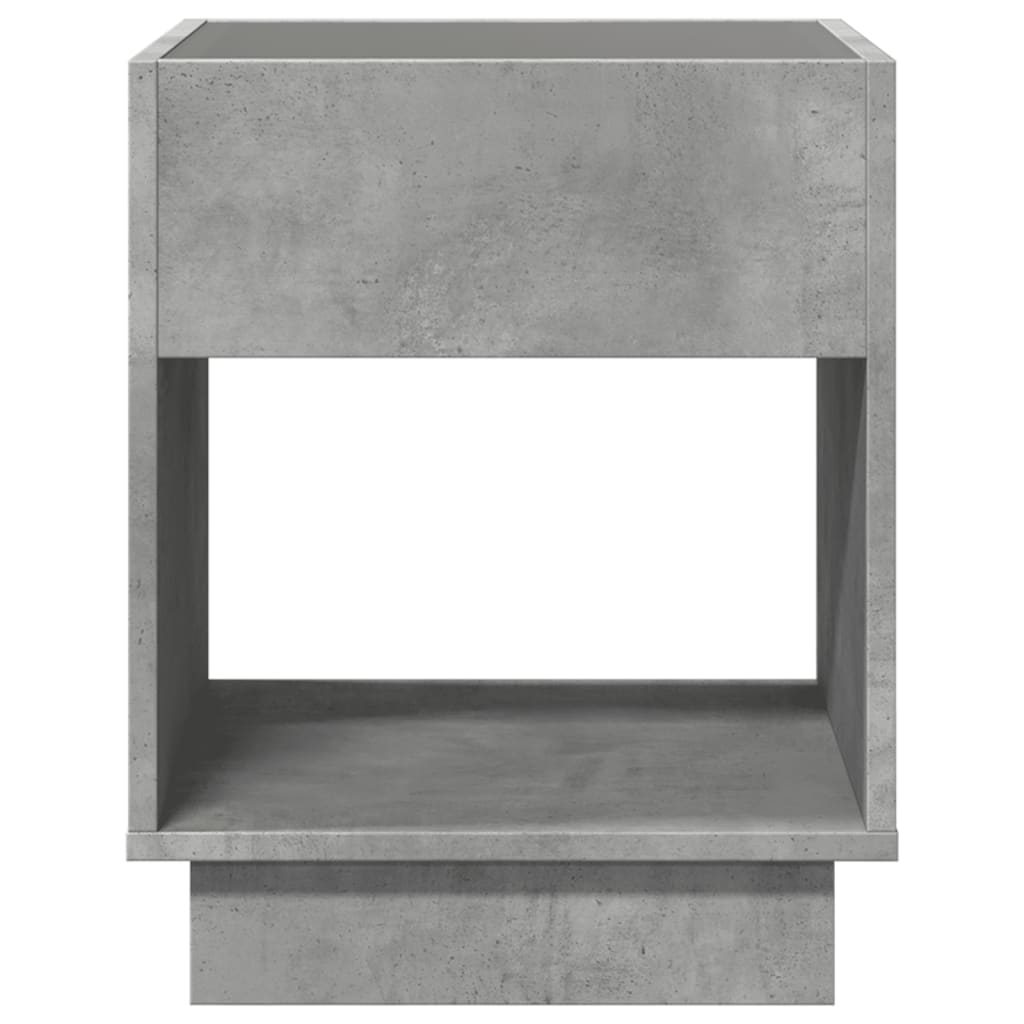 Sengebord med Infinity LED betongrå 40x40x50 cm