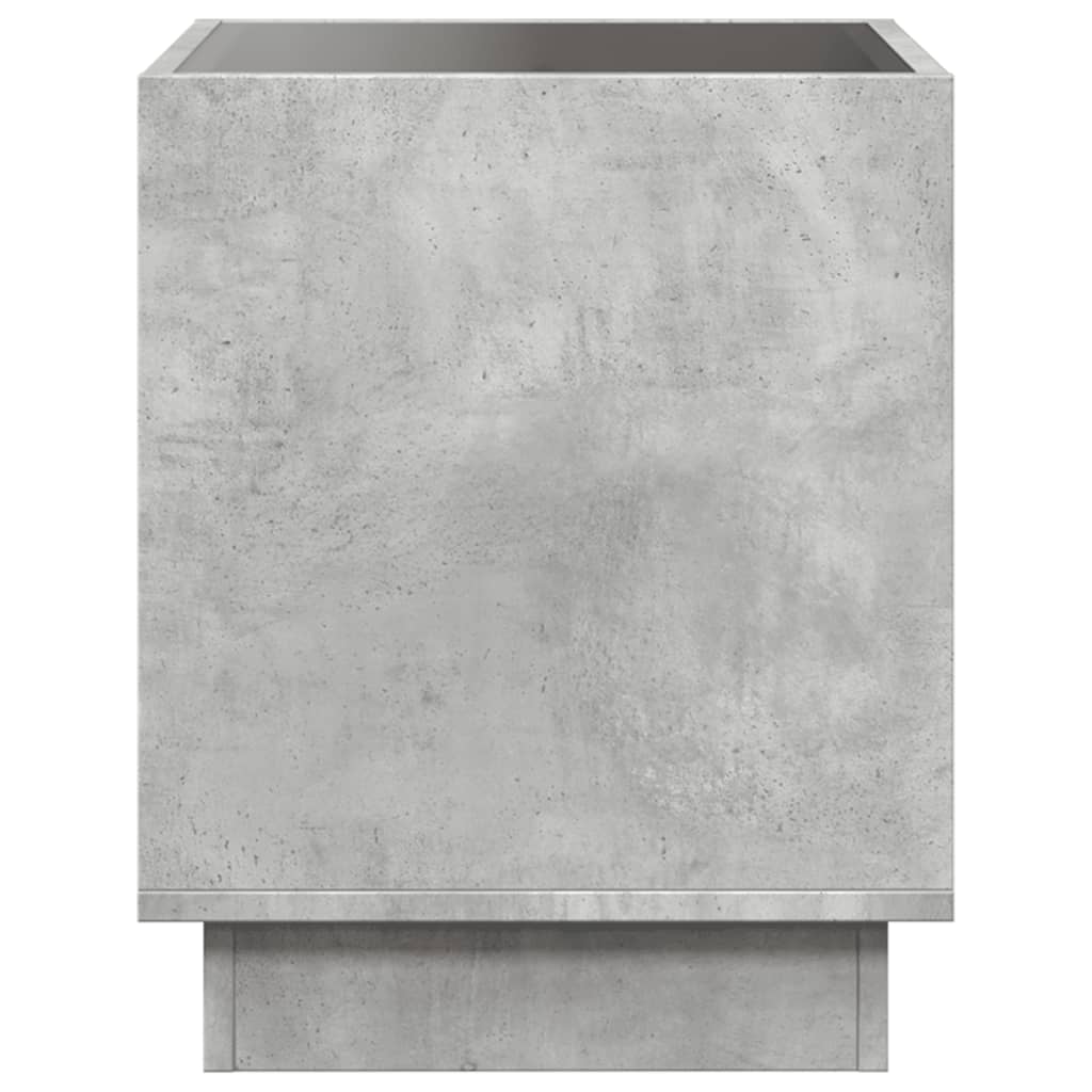 Sengebord med Infinity LED betongrå 40x40x50 cm