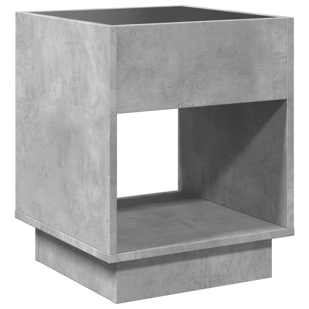 Sengebord med Infinity LED betongrå 40x40x50 cm