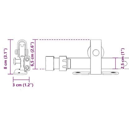 Schiebetürbeschlag Set für Schranktüren 122 cm Karbonstahl