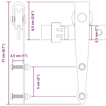 Schiebetürbeschlag Set für Schranktüren 244 cm Karbonstahl