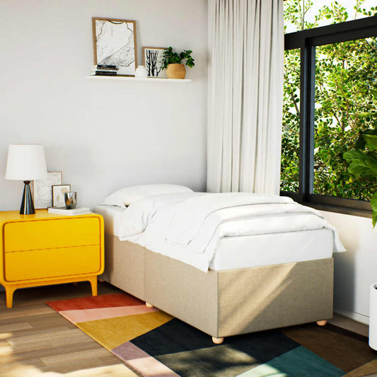 Bettgestell ohne Matratze Creme 90x200 cm Stoff