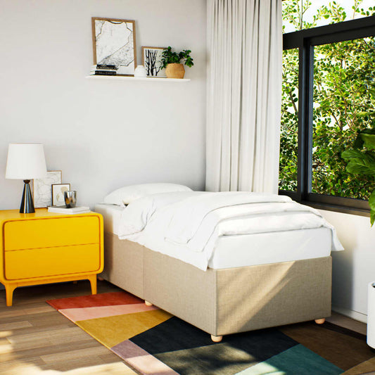 Bettgestell ohne Matratze Creme 100x200 cm Stoff